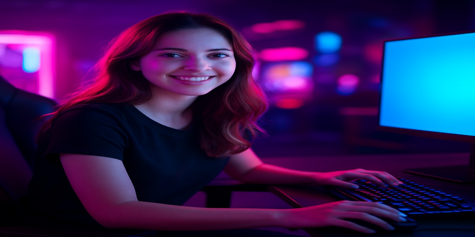 cv444-এ গেম খেলে এক নারী আনন্দময়ভাবে নিজেকে উপভোগ করছেন